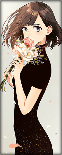 Аватар вконтакте Девушка в черном платье с букетом цветов