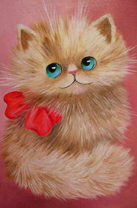 99px.ru аватар Голубоглазая кошка с красным бантом, художник Сергей Данилов