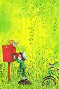 99px.ru аватар Кот сидит на почтовом ящике и смотрит, как мальчик-почтальон кладет в ящик письмо, by Jimmy Liao