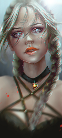 Аватар вконтакте Девушка с заплетенной косой и медальоном на шее, by Aoleev