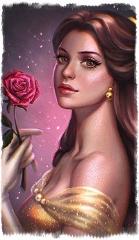 Аватар вконтакте Принцесса Belle / Бель с розовой розой в руке, мультфильм Beauty and the Beast / Красавица и чудовище, by serafleur