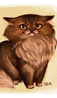 Аватар вконтакте Пушистый рисованный кот, работа Fat cat / Упитанный кот, художница Hollie Mengert