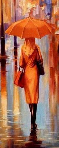 99px.ru аватар Девушка под оранжевым зонтом на улице города