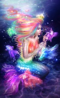 Аватар вконтакте Русалка под водой в окружении разноцветных рыбок, by liliaosipova