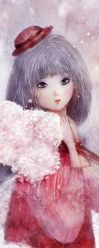 99px.ru аватар Девушка в шляпке с букетом белых цветов на зимнем фоне