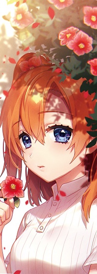 Аватар вконтакте Косака Хонока / Kousaka Honoka из аниме Живая Любовь / Love Live с цветком в руке