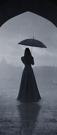 99px.ru аватар Девушка с зонтом стоит под дождем, by BurakUlker