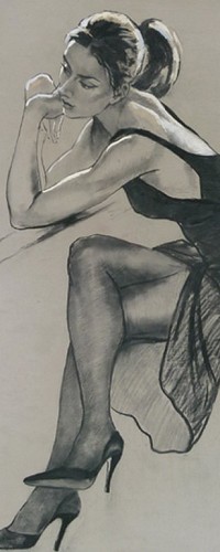 99px.ru аватар Сидящая девушка, нарисованная карандашом