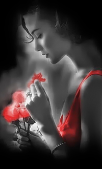 99px.ru аватар Грустная девушка в красном платье обрывает лепестки алых роз
