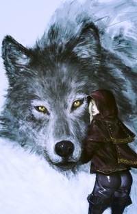99px.ru аватар Девушка поддерживает голову огромного волка, лежащего на снегу