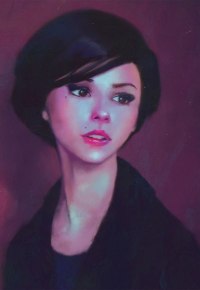 Аватар вконтакте Портрет миловидной девушки на пурпурном фоне