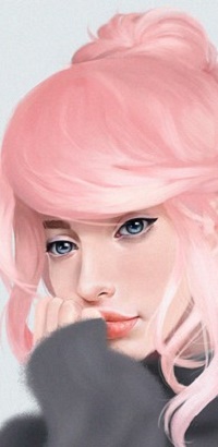 99px.ru аватар Милая девушка с розовыми волосами, by Jane Nane