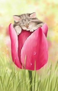 99px.ru аватар Котенок спит на тюльпане, by Veronica Minozzi