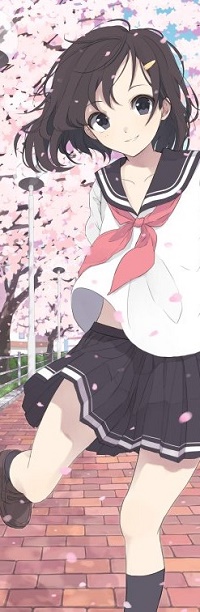 Аватар вконтакте Девочка в форме под падающими весенними лепестками