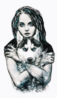 99px.ru аватар Девушка обнимает собаку породой хаски