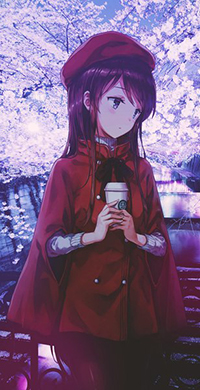 99px.ru аватар Девушка с кружной в руках на фоне цветущей сакуры, автор Hiten Goane Ryu