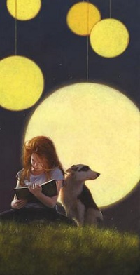 99px.ru аватар Девочка с собакой рядом сидит в траве, ву Jimmy Lawlor