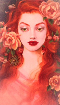 Аватар вконтакте Девушка с розами в красных волосах