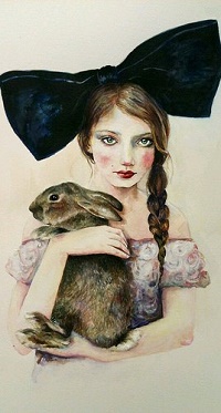 99px.ru аватар Девушка с большим бантом на голове держит кролика на руках
