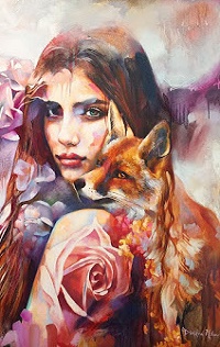 99px.ru аватар Девушка с цветами и лисой, художник Dimitra Milan
