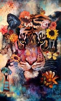 Аватар вконтакте Тигр в цветах, художник Dimitra Milan