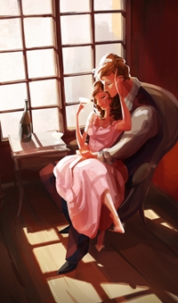 99px.ru аватар Влюбленная пара сидит в кресле, by Romy Yao