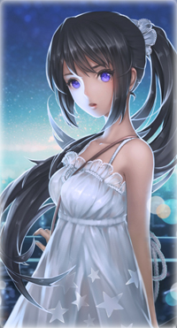 99px.ru аватар Рэйна Косака / Reina Kousaka из аниме Звучи! Эуфониум / Hibike! Euphonium, в белом платье на фоне ночного неба