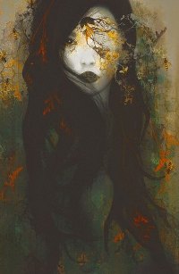 99px.ru аватар Арт-портрет девушки с длинными волосами среди летящих листьев