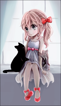 99px.ru аватар Девочка и черный котенок на подоконнике, by &;&;&;&;