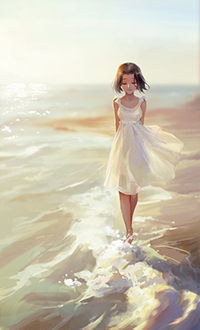 99px.ru аватар Девочка в белом платье идет по берегу моря