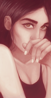99px.ru аватар Девушка с рукой у лица, by noonatuzka