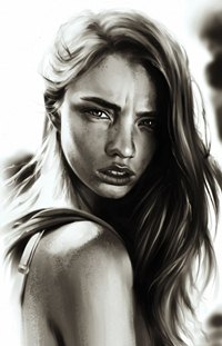 99px.ru аватар Черно-белый портрет девушки с длинными волосами