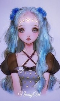 99px.ru аватар Девушка с голубыми волосами-Luna / Луна, by Numyart