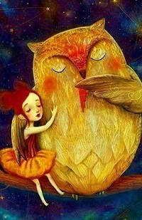 99px.ru аватар Девочка и сова обнимают друг друга