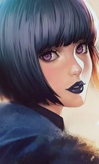 Аватар вконтакте Девушка с розовыми глазами смотрит на нас, by Laovaan