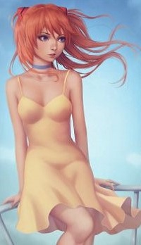 Аватар вконтакте Soryu Asuka Langley в желтом платье, by miura-n315