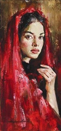 Аватар вконтакте Девушка в красном, художник Andrew Atroshenko