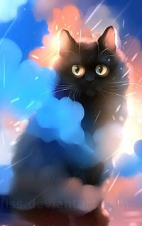 Аватар вконтакте Черный кот под дождем, by Apofiss
