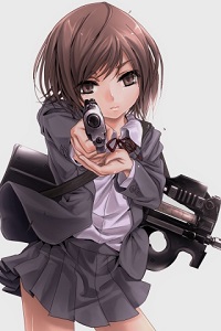 99px.ru аватар Девушка в мини-юбке с пистолетом в руках