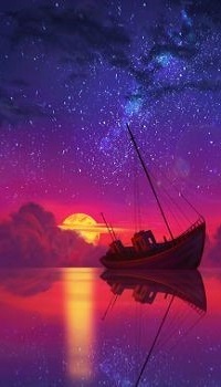 Аватар вконтакте Небольшой кораблик на воде на фоне заката, by AngelGanev