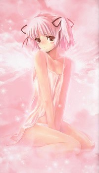Аватар вконтакте Девушка-ангел сидит в розовых облаках