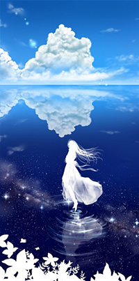 99px.ru аватар Силуэт девушки у воды на фоне неба