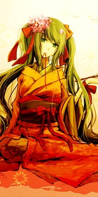 Аватар вконтакте Vocaloid Hatsune Miku / Вокалоид Хацунэ Мику в образе гейши, by juuyonkou