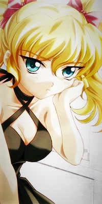 99px.ru аватар Голубоглазая блондинка с двумя хвостиками и в черном платье