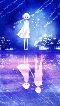 99px.ru аватар Девочка стоит у воды с отражением ее и парня, by Raindrop