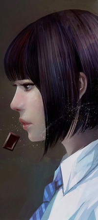 Аватар вконтакте Девушка в профиль на фоне шоколада, by wataboku