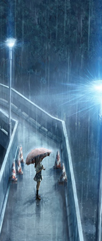 Аватар вконтакте Девушка стоит под зонтиком в дождь на дорожке