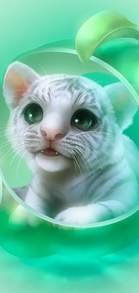 Аватар вконтакте Белый тигренок с зелеными глазами, художник Shu Mizoguchi