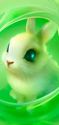Аватар вконтакте Белый крольчонок с изумрудными глазами, художник Shu Mizoguchi