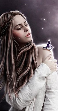 Аватар вконтакте Девушка с бабочкой на плече, by MorriganArt